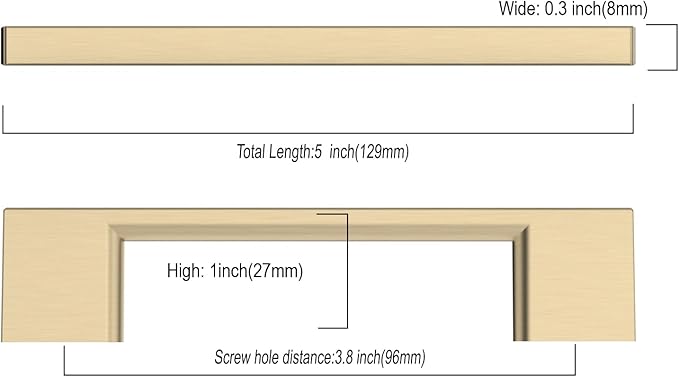 Asidrama 10 Pack 3.75 Inch(96mm) Brushed Brass Kitchen Cabinet Handles, Cabinet Pulls Kitchen Cabinet Hardware for Cupboard Drawer Pulls