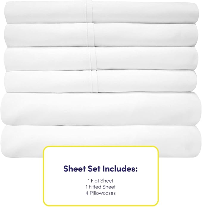 King Size Bed Sheets - 6 Piece 1500 Supreme Collection Fine Brushed Microfiber Deep Pocket King Sheet Set Bedding - 2 Extra Pillow Cases, Great Value, King, White