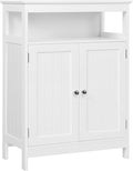 Yaheetech Bathroom Floor Storage Cabinet, Wooden Free Standing Storage Organizer with 2 Doors & Adjustable Shelves, for Living Room Hallway, White