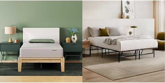 Siena 6” Twin Mattress and Foldable Metal Platform Bed Frame - Medium Firm Foam - 180 Night Mattress Trial - Premium Pressure Relieving Layers - Easy Tool Free Set Up - Holds Up to 500 Pounds