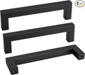 goldenwarm 2 Pack 4-1/2 Inch Black Cabinet Handles Matte Black Drawer Pulls Stainless Steel Cabinets Hardware Square Bar Modern for Kitchen Bathroom Cupboard