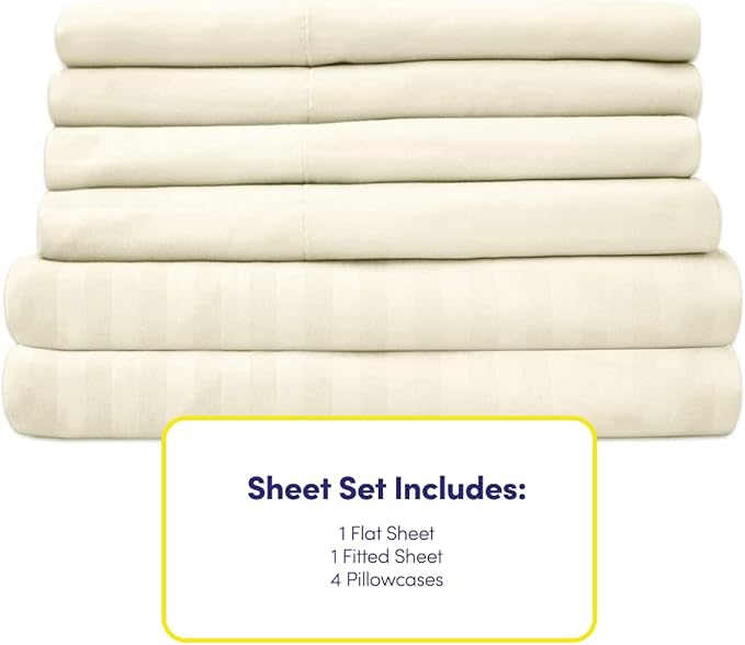 Full Size Bed Sheets - 6 Piece 1500 Supreme Collection Fine Brushed Microfiber Deep Pocket Full Sheet Set Bedding - 2 Extra Pillow Cases, Great Value, Full, Dobby Beige