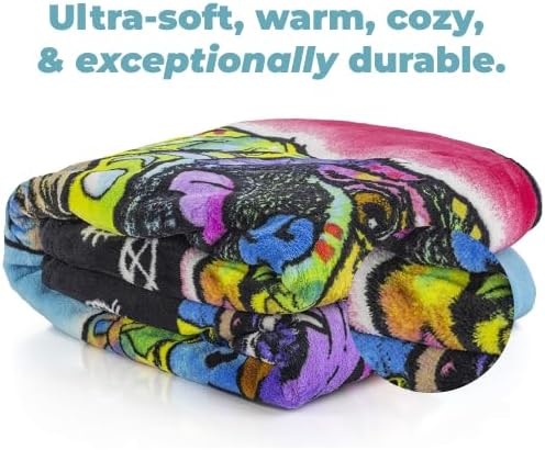 Dawhud Direct Colorful Dogs Fleece Blanket for Bed, 50 x 60 inches Dean Russo Dog Squad Fleece Throw Blanket for Women, Men and Kids - Super Soft Plush Dogs Blanket Throw