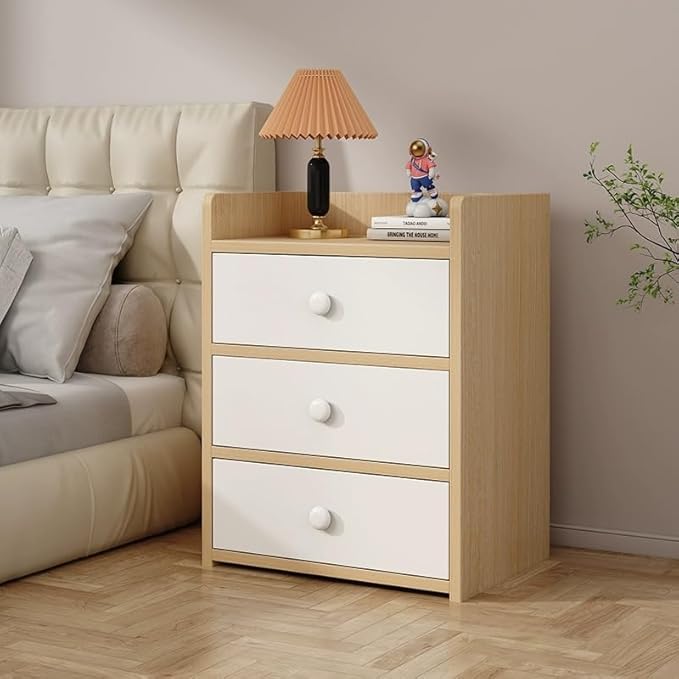 8PCS Round Wood Drawer Knob,Dresser Furniture Drawers 33mm Dia,White Cabinet Pulls Handles with Screws Hardware for Drawer Wardrobe Dresser