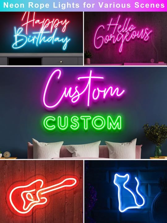 65.6ft RGB LED Neon Rope Lights with App, Remote Control, IP65 Waterproof Neon Light Strip Outdoor Indoor, DIY Design Flexible Led Strip Lights for Bedroom Essentials, Gaming Accessories