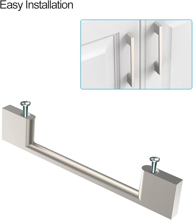 10 Pack Nickel Cabinet Pulls - 6.25 Inch Brushed Satin Nickel Cabinet Handles for Dressers and Kitchen Cabinets