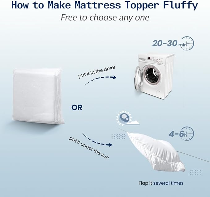 SOPAT Mattress Topper Cal King Size Extra Thick Mattress Pad 8-21" Deep Pocket Soft Down Alternative Fill Mattress Protector Pillow Top Mattress Cover (72x84 Inches, White)