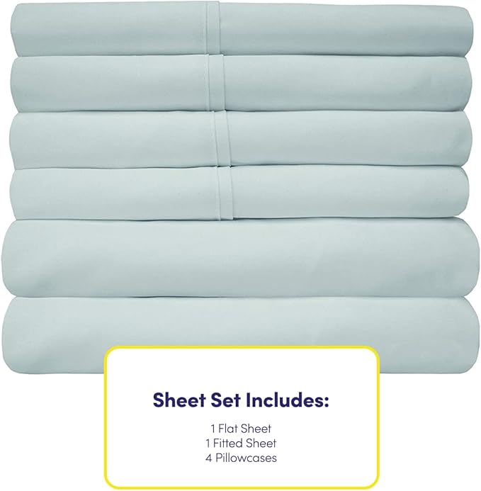 Queen Sheets Blue Porclain - 6 Piece 1500 Supreme Collection Fine Brushed Microfiber Deep Pocket Queen Sheet Set Bedding - 2 Extra Pillow Cases, Great Value, Queen, Porclain Blue