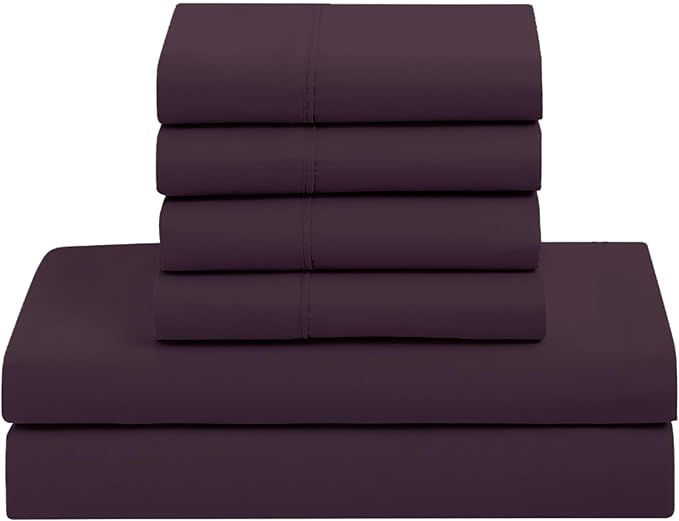 California King Comforter Set - Soft & Breathable 7-Piece Bedding Collection - 1 Comforter, 1 Fitted Sheet, 1 Flat, 4 Pillowcases - Deep Pocket - Premium Quality - Ideal for All Seasons, Purple