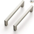 Ravinte 25 Pack Solid 3-3/4 Inch Center to Center Slim Square Bar Drawer Handles Kitchen Cabinet Handles Brushed Nickel Satin Nickel 3-3/4in Hole Center