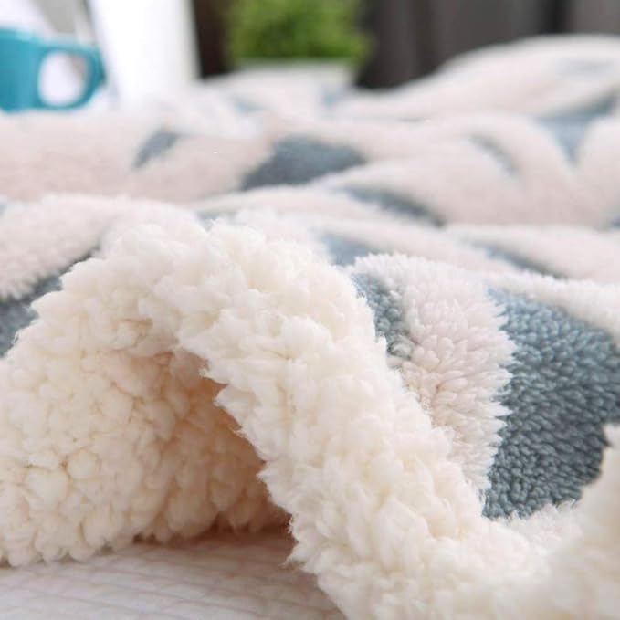 LOMAO Sherpa Fleece Blanket Fuzzy Soft Throw Blanket Dual Sided Blanket for Couch Sofa Bed (Light Blue, 90''x110'')
