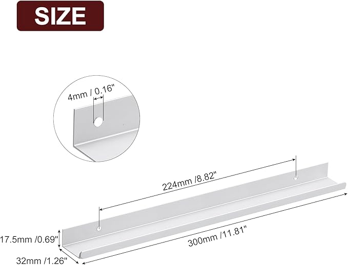 uxcell Cabinet Finger Edge Pull, 3pcs 300mm / 11.81" Aluminum Alloy Back Mount Hidden Cabinet Pulls Concealed Handle for Home Kitchen Drawer Cabinet, Silver