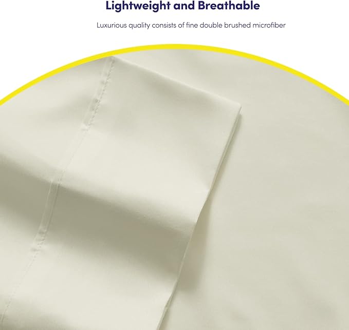 Full Size Bed Sheets - 6 Piece 1500 Supreme Collection Fine Brushed Microfiber Deep Pocket Full Sheet Set Bedding - 2 Extra Pillow Cases, Great Value, Full, ivory