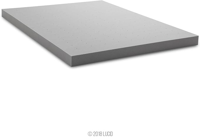 LUCID 4 Inch Bamboo Infused Memory Foam Mattress Topper - Full Size – Cooling Ventilation – Pressure Relieving Bed Topper - Mattress Pad – CertiPur Certified