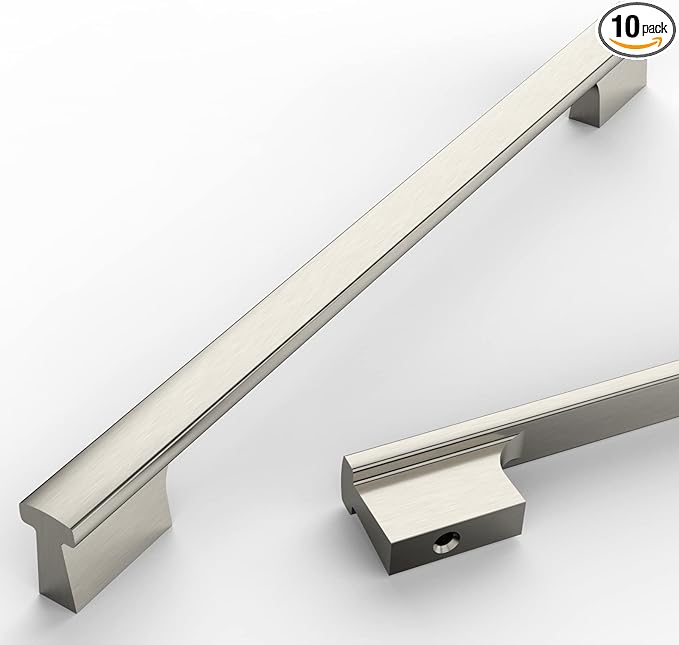 Asidrama 10 Pack 9 Inch(228mm) Brushed Satin Nickel Kitchen Cabinet Handles, Cabinet Pulls Kitchen Cabinet Hardware for Cupboard Drawer Pulls