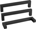 goldenwarm 50 Pack 6-1/4 Inch Black Cabinet Handles Matte Black Drawer Pulls Stainless Steel Cabinets Hardware Square Bar Modern for Kitchen Bathroom Cupboard