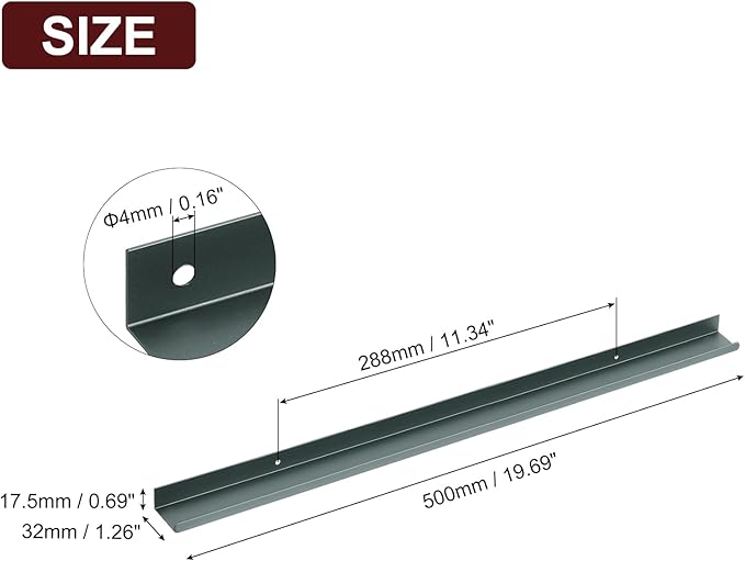 uxcell Cabinet Finger Edge Pull, 3pcs 500mm / 19.69" Aluminum Alloy Back Mount Hidden Cabinet Pulls Concealed Handle for Home Kitchen Drawer Cabinet, Gray