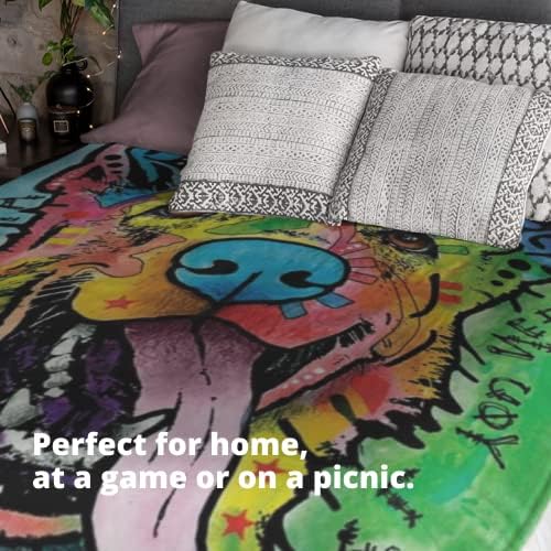 Dawhud Direct Dean Russo - Colorful German Shepherd Fleece Blanket, Queen Size -Super Soft Plush Blanket for Adults and Kids, Machine Washable - Ideal for Dog Lovers and as a Gift - 75 x 90 in