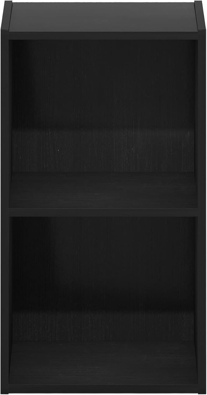 Furinno PASIR Book Shelf, 2-Tier Modern Bookshelf, Open Shelves Bookcase 9" x 12" x 21", for Living Room, Bedroom, Home Office, Blackwood