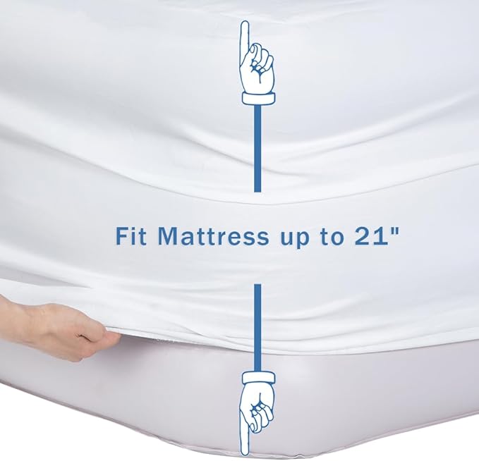 Bedecor Fitted Sheet for Air Mattress Inflate Without Disassembly Convenient & Firm Deep up to 21" White -King