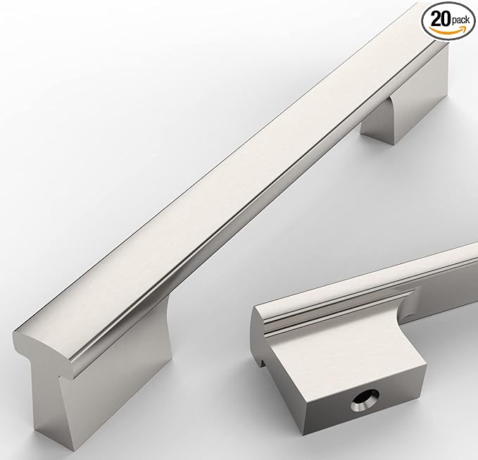 Asidrama 20 Pack 5 Inch(128mm) Brushed Satin Nickel Kitchen Cabinet Handles, Cabinet Pulls Kitchen Cabinet Hardware for Cupboard Drawer Pulls