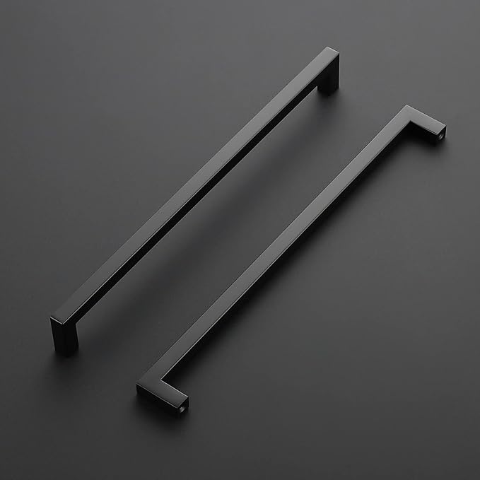 Ravinte 1 Pack Black Cabinet Pulls 11-1/3 Inch Square Cabinet Handles Matte Black Kitchen Hardware for Cabinet Drawer Pulls Come with Screwdriver