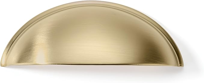 khtumeware 10 Pack 3" Gold Drawer Pulls Brushed Brass Cabinet Cup Pulls Kitchen Hardware Cabinet Handles Drawer Handles Knobs 3 inch Hole Center