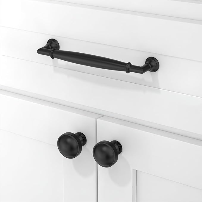10 Pack Matte Black Cabinet Pulls 5 Inch(128mm) Kitchen Cabinet Handles Solid Zinc Alloy Cabinet Hardware Drawer Pulls