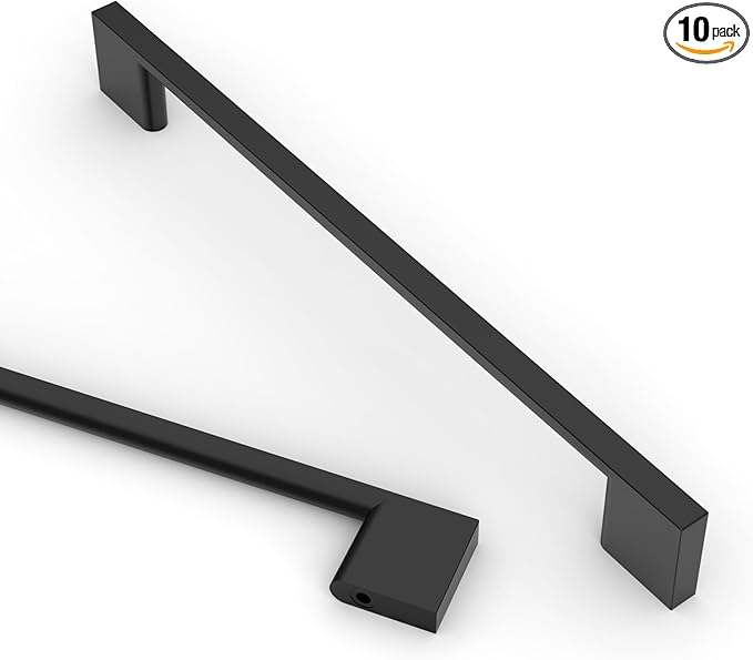 Asidrama 10 Pack 7.5 Inch(192mm) Matte Black Kitchen Cabinet Handles, Cabinet Pulls Kitchen Cabinet Hardware for Cupboard Drawer Pulls