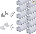 hunhun 10-Pack 6.6ft/ 2Meter V Shape LED Aluminum Channel System with Milky Cover, End Caps and Mounting Clips, Aluminum Profile for LED Strip Light Installations, Very Easy Installation