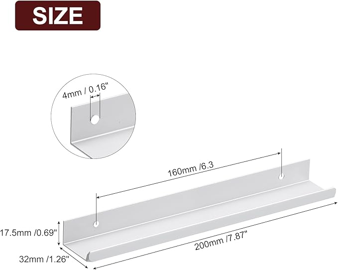 uxcell Cabinet Finger Edge Pull, 3pcs 200mm / 7.87" Aluminum Alloy Back Mount Hidden Cabinet Pulls Concealed Handle for Home Kitchen Drawer Cabinet, Silver