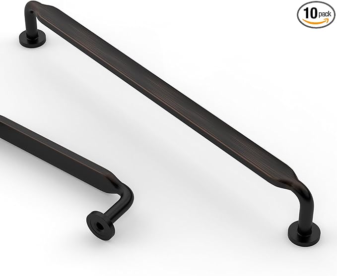 Asidrama 10 Pack 10 Inch(254mm) Oil Rubbed Bronze Kitchen Cabinet Handles, Cabinet Pulls Kitchen Cabinet Hardware for Cupboard Drawer Pulls