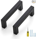 Ravinte 3 Pack Black Cabinet Pulls 3-1/2 Inch Square Cabinet Handles Matte Black Kitchen Hardware for Cabinet Drawer Pulls Come with Screwdriver