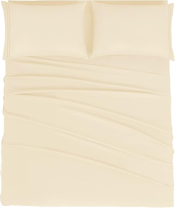 Mejoroom King Size Sheet Set - Soft Microfiber Bed Sheets,Deep Pocket Fitted Sheet, Soft, Breathable, Wrinkle & Fade Resistant - 4 Piece (King, Taupe)