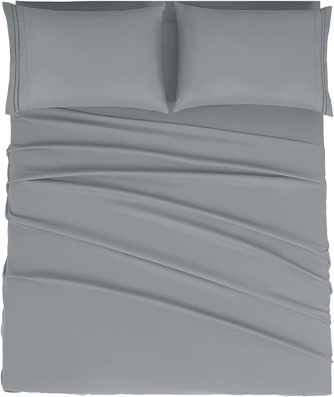 Mejoroom Full Size Sheets - 1800TC Luxury Full Sheets with 16 Inch Deep Pocket - Premium Bedding Collection - Soft, Breathable, Wrinkle, Fade & Stain Resistant - 4 Piece (Full, Gray)