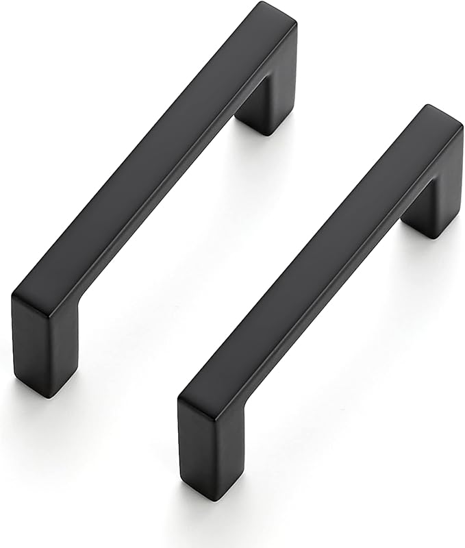 Ravinte 10 Pack Matte Black Cabinet Pulls, 2-1/2 Inch (64mm) Hole Center Slim Kitchen Handles, Square Drawer Pulls for Cabinets & Cupboards, Hardware