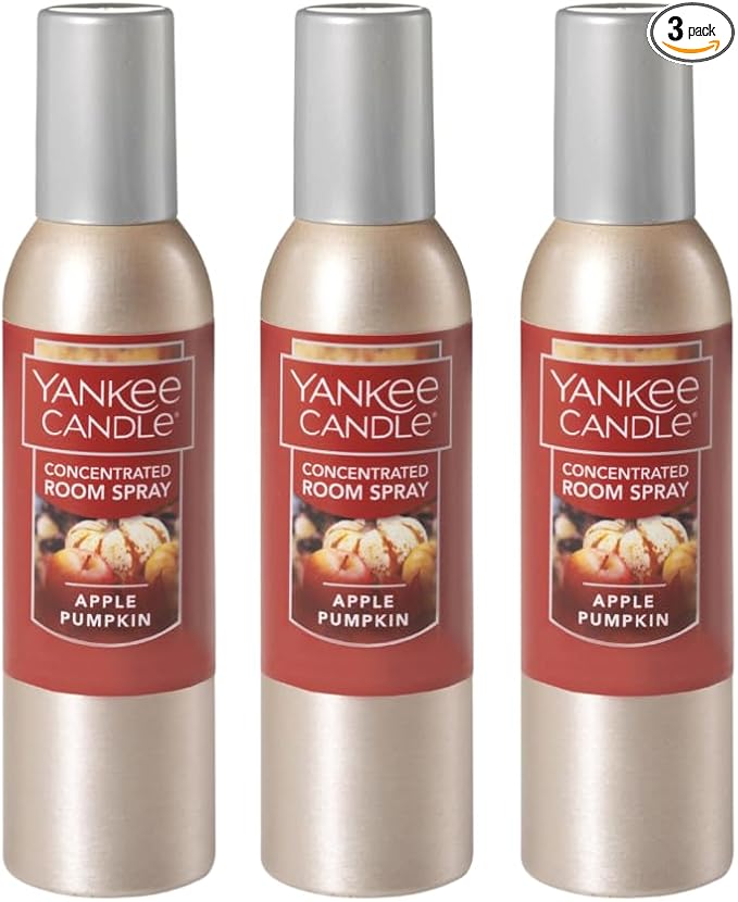 Yankee Candle Concentrated Air Freshener Room Spray, Odor Eliminator for Home, Bathroom, Apple Pumpkin, 1.5 Oz (Pack of 3)