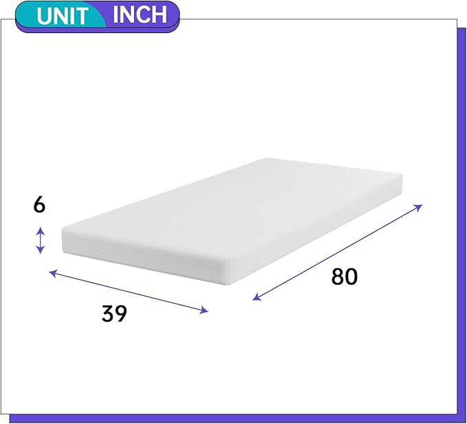 PayLessHere 6 Inch Twin XL Gel Memory Foam Mattress Fiberglass Free/CertiPUR-US Certified/Bed-in-a-Box/Cool Sleep & Comfy Support