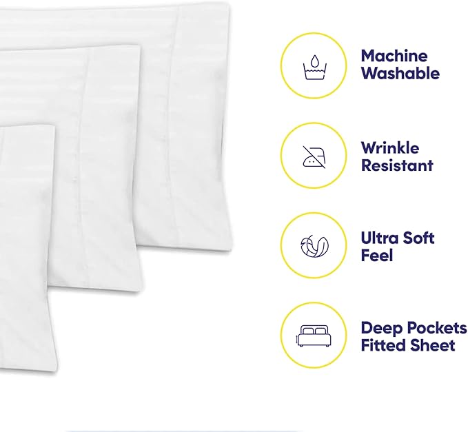 Cal King Size Bed Sheets - 6 Piece 1500 Supreme Collection Fine Brushed Microfiber Deep Pocket California King Sheet Set Bedding - 2 Extra Pillow Cases, Great Value, California King, Dobby White