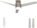 warmiplanet Flush Mount Ceiling Fan with Lights Remote Control, 52-Inch, Brushed Nickel, 3-Blades