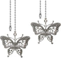 Ceiling Fan Pull Chain 12 inch Pull Chain Extension Fan Chain Extender Ceiling Fan Pulls Ornament with Ball Fan Chain Connector for Lighting Fans, 2 PACK (BUTTERFLY)