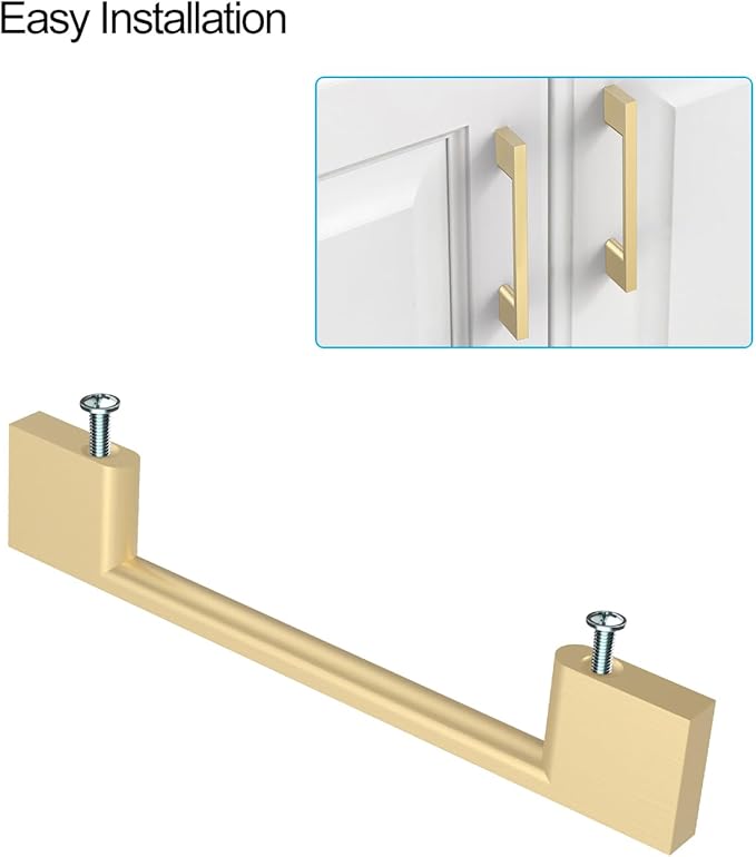 Brushed Gold Cabinet Pulls - 10 Pack, 10 Inch Handles, Brass Dresser Pulls, Kitchen Handles