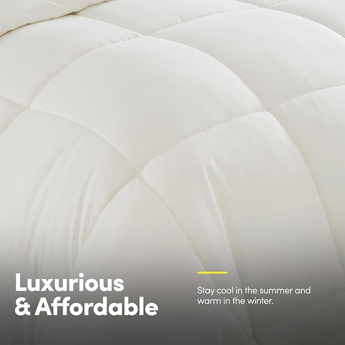 Sweet Home Collection 7 Piece Comforter Set Bag Solid Color All Season Soft Down Alternative Blanket & Luxurious Microfiber Bed Sheets, Ivory, Full