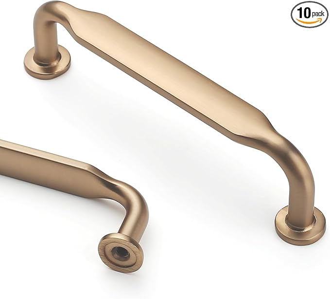 Asidrama 10 Pack 3.75 Inch(96mm) Champagne Bronze Kitchen Cabinet Handles, Cabinet Pulls Kitchen Cabinet Hardware for Cupboard Drawer Pulls
