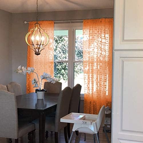 MYSKY HOME Pom Pom Orange Sheer Curtains for Living Room Bedroom Light Filtering Semi-Sheer Curtains for Nursery Girls Kids Room Boho Rod Pocket Voile Draperies Orange 52 x 108 inch 2 Panels