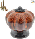 5 Pack Vintage Ceramic Pumpkin Cabinet Knobs, Kitchen Cabinet Drawers Dresser Cupboard Pull Handles Door Pulls with 5 Kinds of Screws (Leopard Print -Orange)