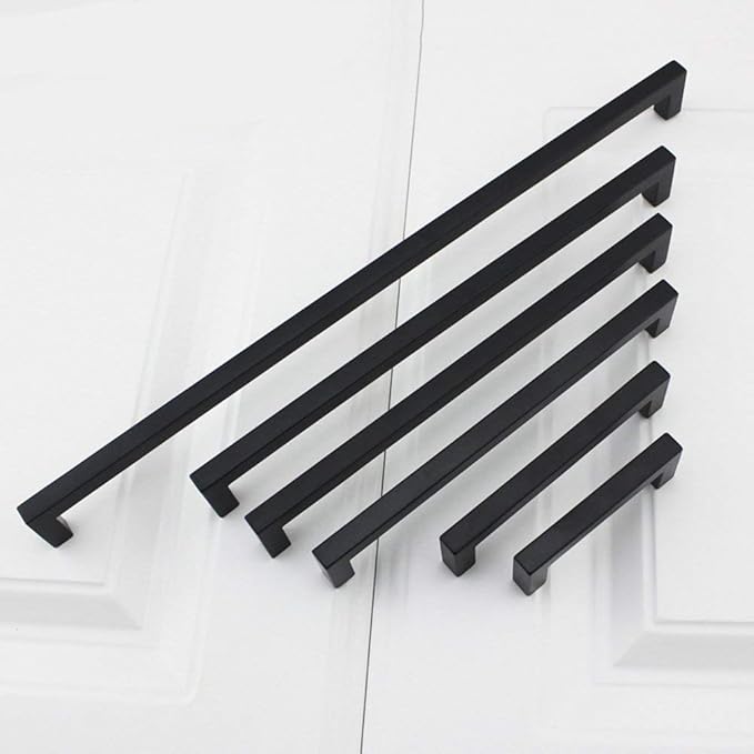 goldenwarm 35 Pack 6-1/4 Inch Black Cabinet Handles Matte Black Drawer Pulls Stainless Steel Cabinets Hardware Square Bar Modern for Kitchen Bathroom Cupboard