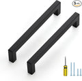 Ravinte 5 Pack Square Cabinet Pulls 6-1/4 Inch Black Kitchen Cabinet Handles Matte Black Kitchen Hardware for Drawer Pulls Drawer Handles Come with Screwdriver