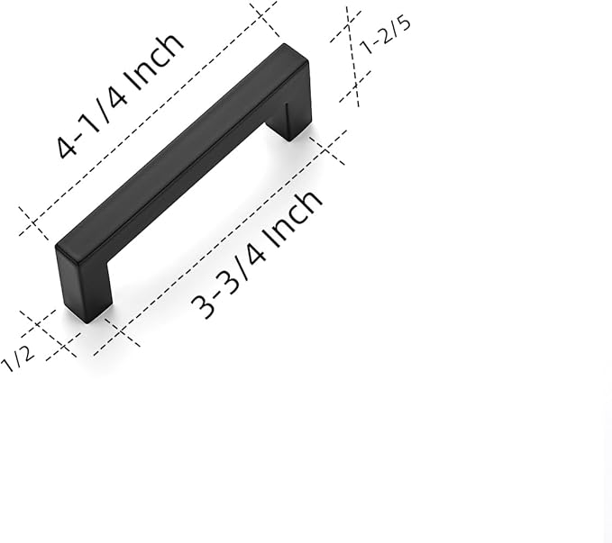 Ravinte Matte Black 3-3/4 Inch Square Cabinet Handles and Black Drawer Pulls - 40 Pack Kitchen Cabinet Hardware