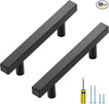 Ravinte 50 Pack Black Cabinet Handles 3 Inch Square Cabinet Pulls Matte Black Square Hardware for Kitchen Cabinets - 5 Inch Total Length